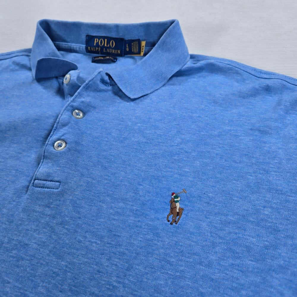 Polo Ralph Lauren Custom Slim Fit Flesh Pony Blue Polo Shirt Men's Size Large